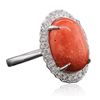 Image 4 : 14KT White Gold 6.78ct Coral and Diamond Ring