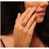 Image 5 : 14KT White Gold 6.78ct Coral and Diamond Ring