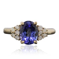 14KT Yellow Gold 2.10ct Tanzanite and Diamond Ring