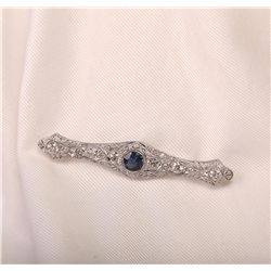 18KT White Gold 1.58ct Sapphire and Diamond Brooch