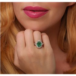 14KT Yellow Gold 2.48ct Emerald and Diamond Ring