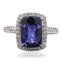 14KT White Gold 3.45ct Tanzanite and Diamond Ring