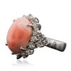 Image 4 : 14KT White Gold 8.26ct Pink Coral and Diamond Ring