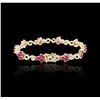 Image 4 : 14KT Yellow Gold 6.40ctw Ruby and Diamond Bracelet