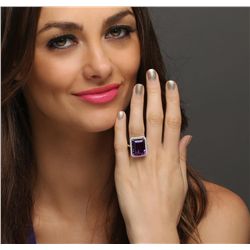 14KT Two-Tone Gold 16.83ct Amethyst and Diamond Ring