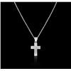 Image 3 : 14KT White Gold 1.36ctw Diamond Cross Pendant With Chain