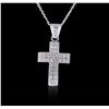 Image 4 : 14KT White Gold 1.36ctw Diamond Cross Pendant With Chain