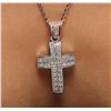 Image 5 : 14KT White Gold 1.36ctw Diamond Cross Pendant With Chain