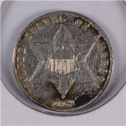 1862 THREE CENT SILVER XF/AU