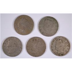 (5) 1894 V-NICKELS
