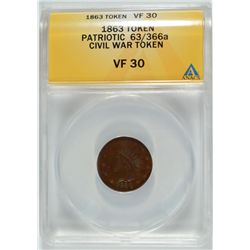 1863 CIVIL WAR TOKEN ANACS VF-30