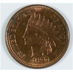 1877 INDIAN HEAD CENT MS-63 MOSTLY RED; HAS CARBON SPOTS OBV. by "STATES"