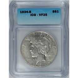 1934-S PEACE DOLLAR ICG VF-25