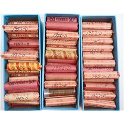 LOT OF 72 LINCOLN WHEAT CENT ROLLS 1956-1957