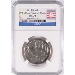 2014 U.S. MINT BASEBALL HALL OF FAME COMMEM. HALF DOLLAR, NGC  MS-70, VERY NICE!