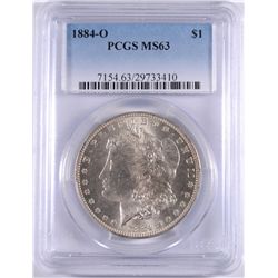 1884-O MORGAN SILVER DOLLAR, PCGS MS-63