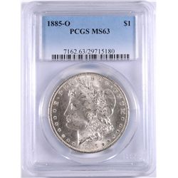 1885-O MORGAN SILVER DOLLAR, PCGS MS-63