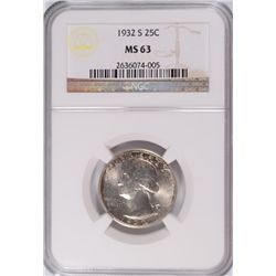 1932-S WASHINGTON QUARTER NGC MS-63
