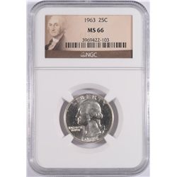 1963 WASHINGTON QUARTER, NGC MS-66