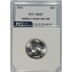 1962 WASHINGTON QUARTER, PCI MS-67  TRENDS FOR $2000.00