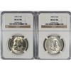 Image 1 : ( 2 ) 1949-D FRANKLIN HALF DOLLARS, NGC MS-62 FBL