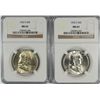 Image 1 : LOT OF ( 2 ) 1953-S FRANKLIN HALF DOLLARS, NGC MS-63