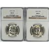 Image 1 : 2 1954-S FRANKLIN HALF DOLLARS NGC MS-63