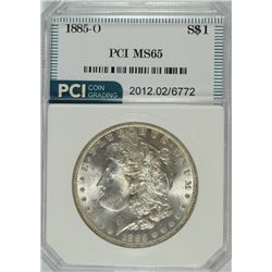 1885-O MORGAN SILVER DOLLAR, PCI MS-65