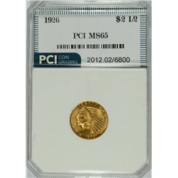 1926 $2.50 INDIAN GOLD, PCI MS-65
