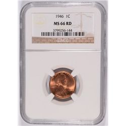 1946 LINCOLN CENT, NGC MS-66 RED!  NICE!