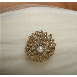 14KT Yellow Gold 1.15ctw Diamond Vintage Pin