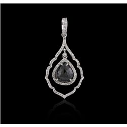 14KT White Gold 3.10ctw Black Diamond Pendant