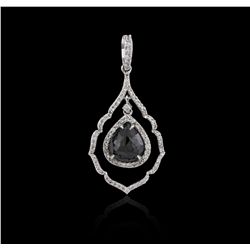 14KT White Gold 3.10ctw Black Diamond Pendant