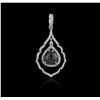 Image 1 : 14KT White Gold 3.10ctw Black Diamond Pendant