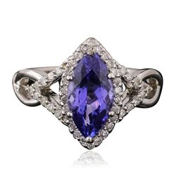 14KT White Gold 2.28ct Tanzanite and Diamond Ring