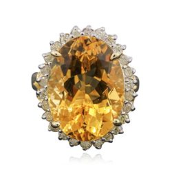 14KT Yellow Gold 10.00ct Citrine and Diamond Ring