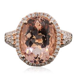 14KT Rose Gold 5.76ct Morganite and Diamond Ring