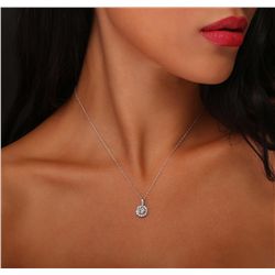 14-18KT White Gold 0.79ctw Diamond Pendant With Chain