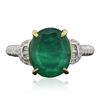 Image 1 : 14KT Two-Tone Gold 2.55ct Emerald and Diamond Ring
