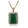 Image 4 : 14KT Yellow Gold 9.14ct Emerald and Diamond Pendant With Chain