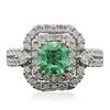 Image 3 : 14KT White Gold 1.24ct Emerald and Diamond Ring