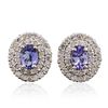 Image 1 : 14KT White Gold 1.40ctw Tanzanite and Diamond Earrings