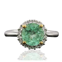 14KT Two-Tone Gold 1.81ct Emerald and Diamond Ring