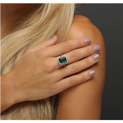 14KT White Gold 4.06ct Emerald and Diamond Ring