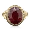 Image 3 : 14KT Yellow Gold 9.17ct Ruby and Diamond Ring