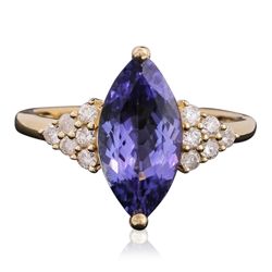 14KT Yellow Gold 2.78ct Tanzanite and Diamond Ring