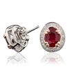 Image 4 : 14KT Two-Tone Gold 3.54ctw Ruby and Diamond Earrings