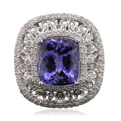 14KT White Gold 4.41ct Tanzanite and Diamond Ring