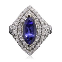 14KT Two-Tone Gold 3.21ct Tanzanite and Diamond Ring