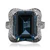 Image 3 : 14KT White Gold 16.86ct Blue Topaz and Diamond Ring